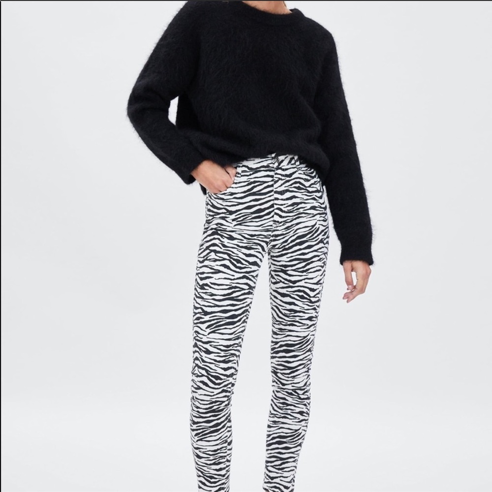 NWT Zara Skinny Jeans Zebra Print